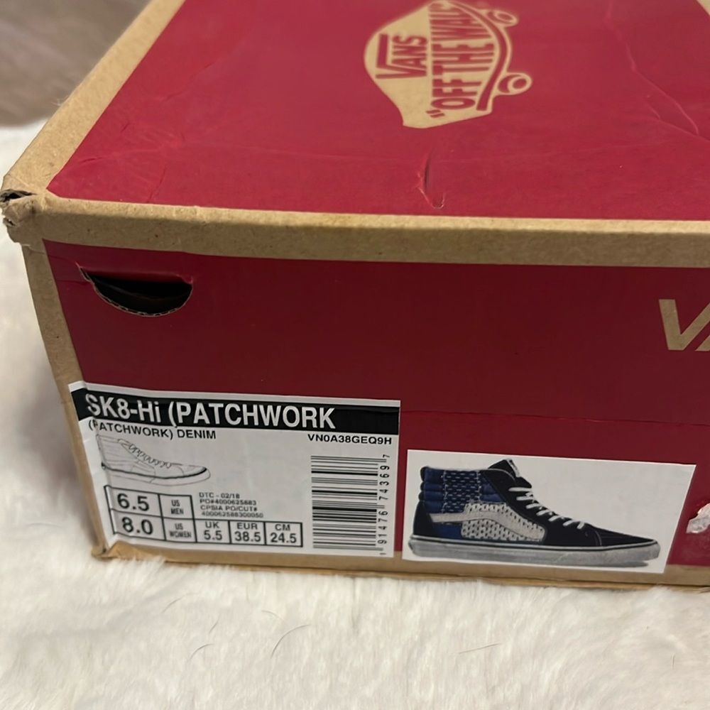 RARE Vans Sk8-Hi Denim Patchwork Sneakers - Picture 2 of 12